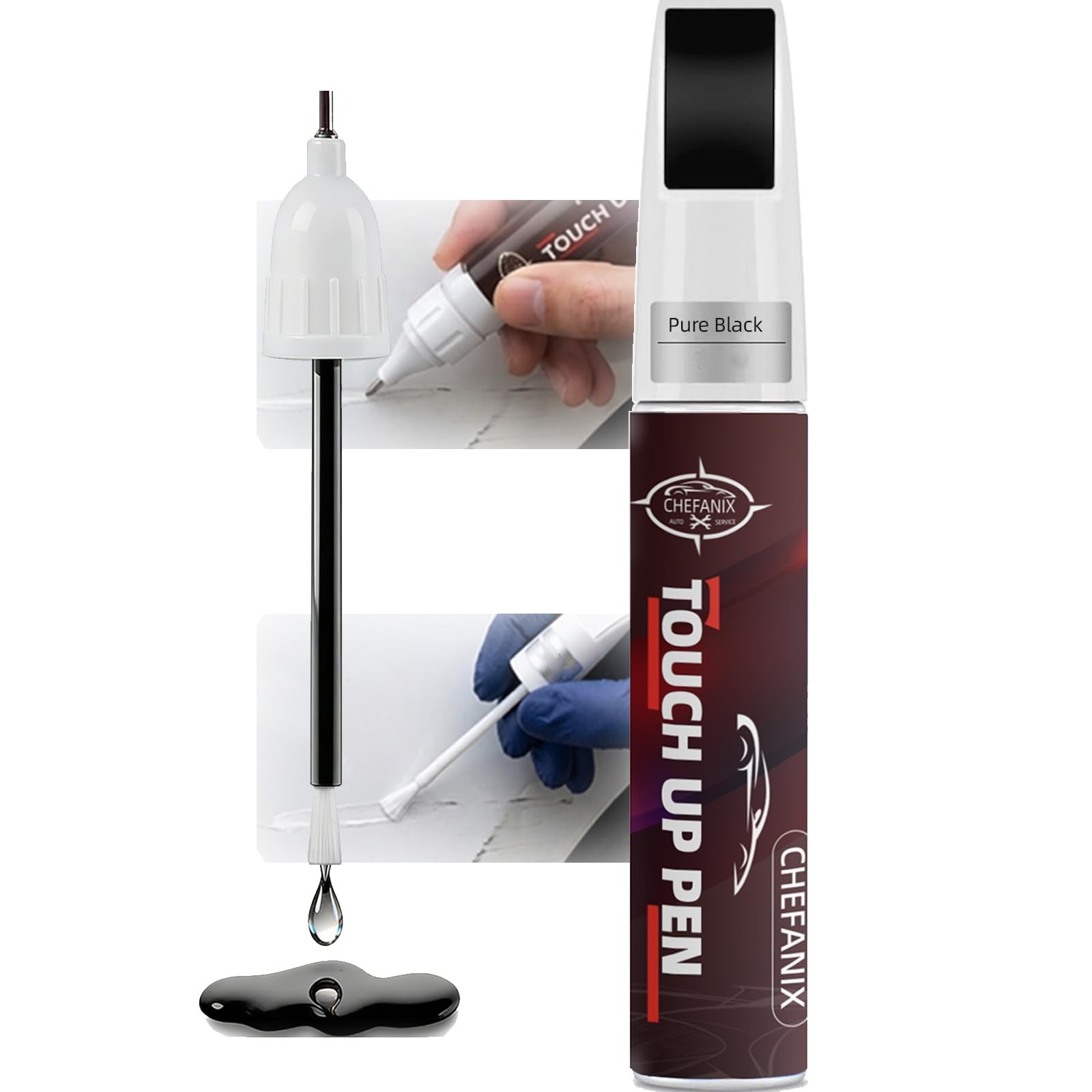 Pure Black Touch Up Paint for Cars & 0.4 Fl Oz (Pack of 1),