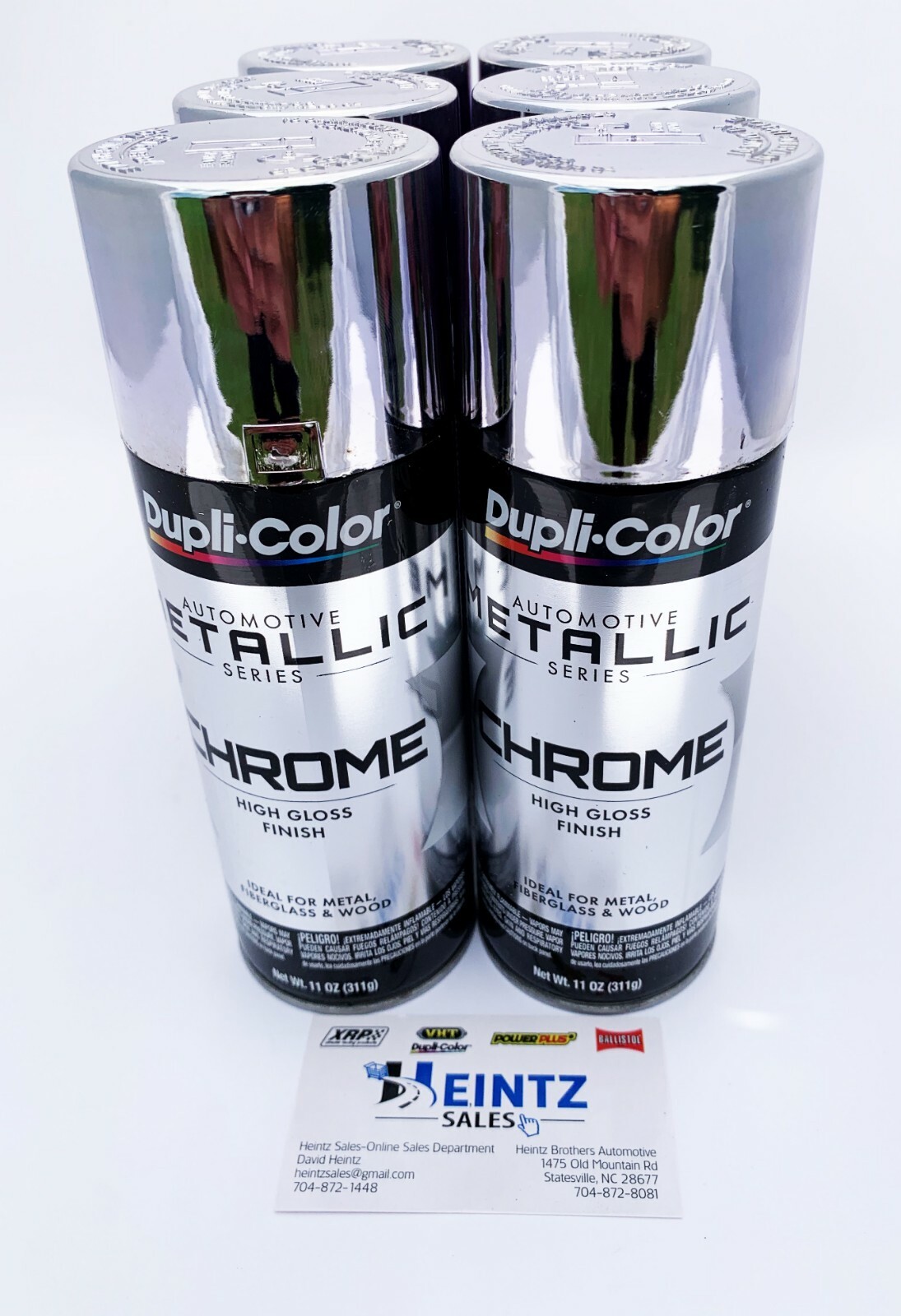 Duplicolor CS101 Instant Chrome Metallic Enamel Spray Paint 12 Oz Can (6 pack)