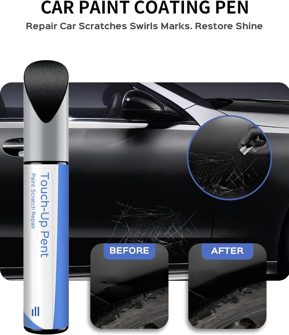 197 9197 Obsidian Black Metallic Mercedes Touch Up Paint Coating Pen Exact Match