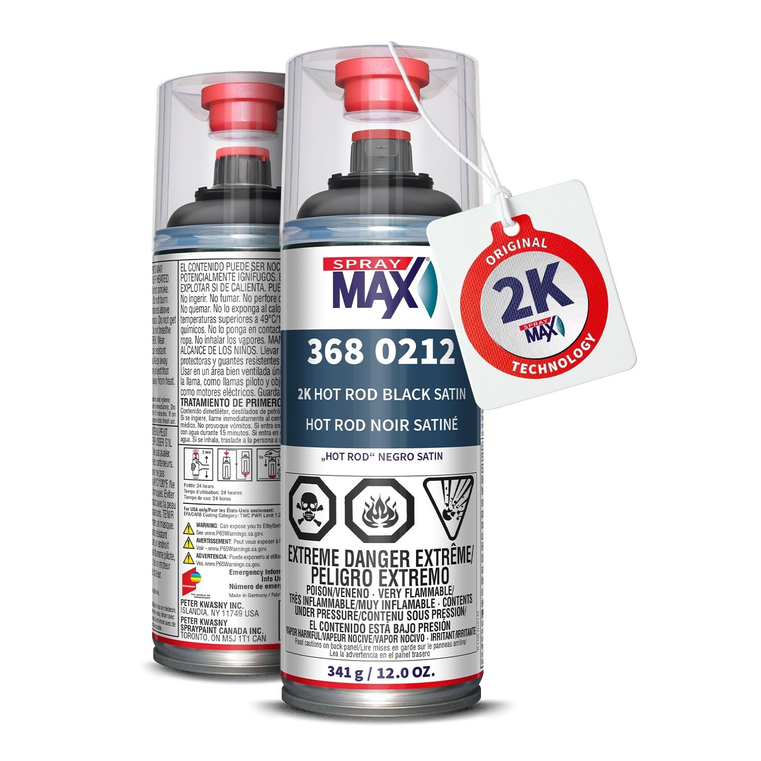 Fast-Drying 2K Hot Rod Satin Black Spray Paint – 12 oz for Automotive Perfection