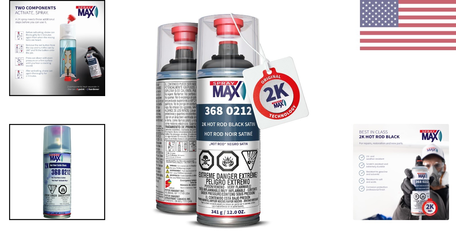 Fast-Drying 2K Hot Rod Satin Black Spray Paint – 12 oz for Automotive Perfection