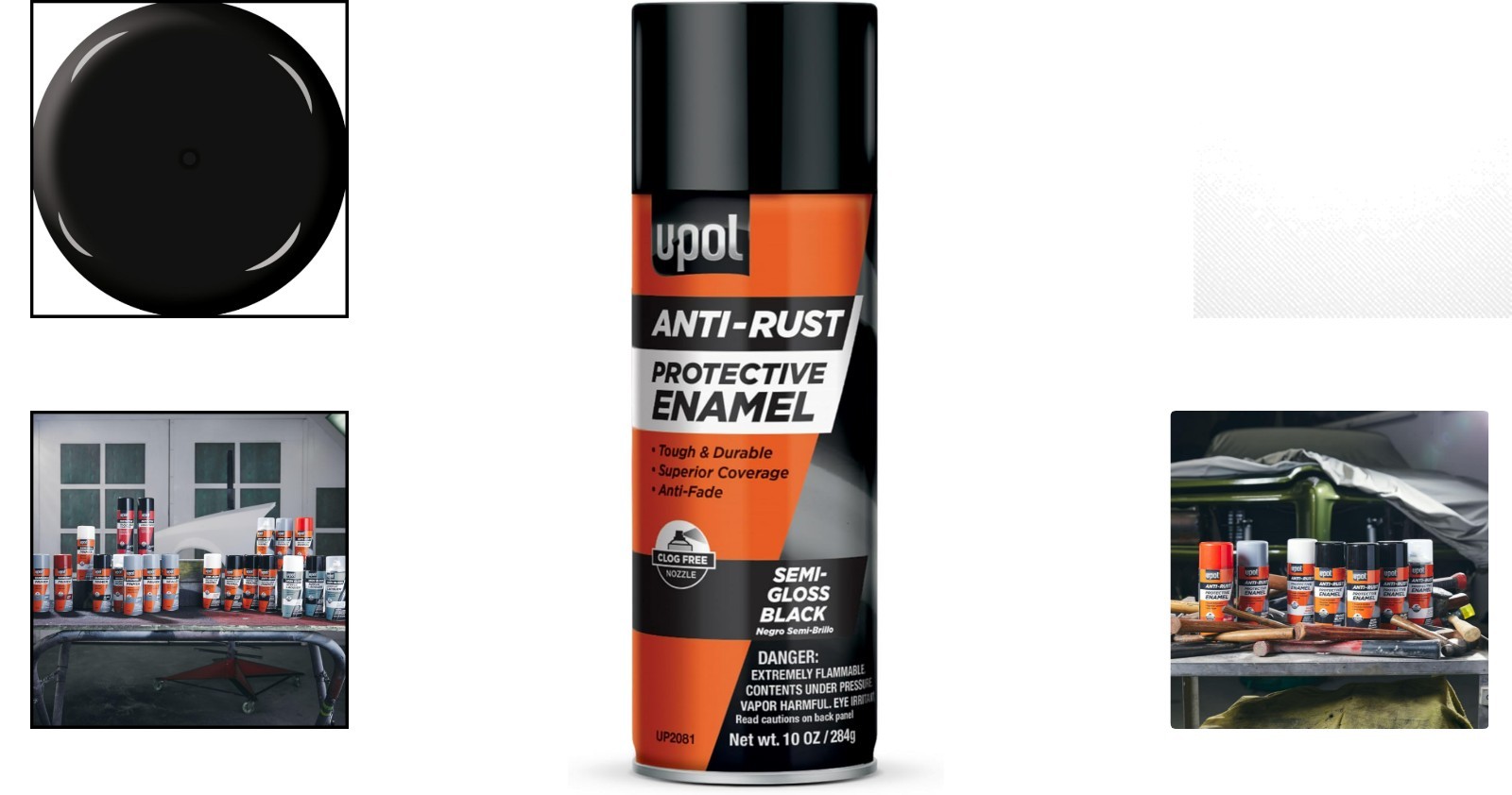10 oz Anti-Fade Semi-Gloss Black Enamel Spray Paint for Metal & Plastic Surfaces