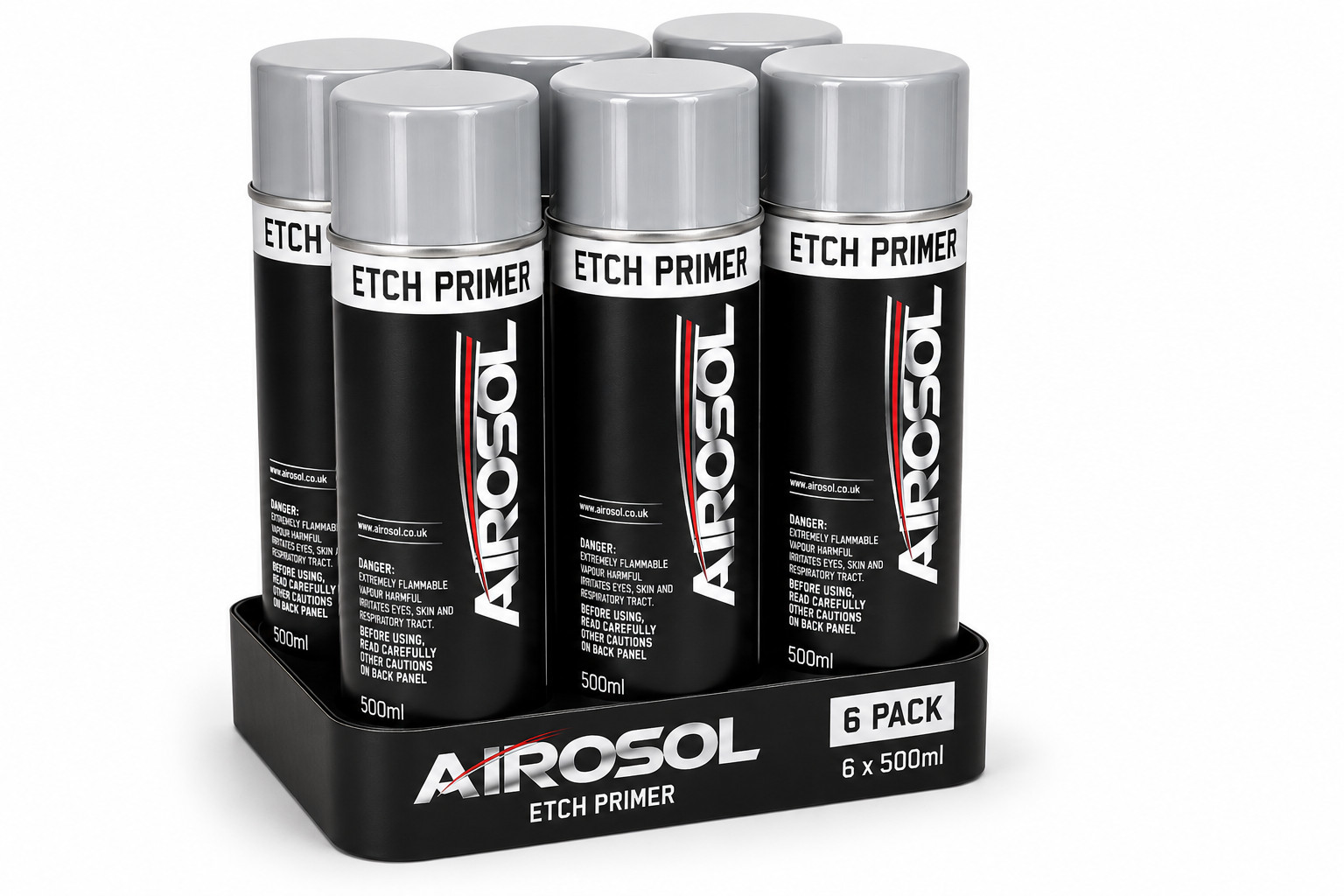 6 x Etch Primer Aerosol Spray 500ml Bare Metal Car Van Adhesion Promoter 6 Pack