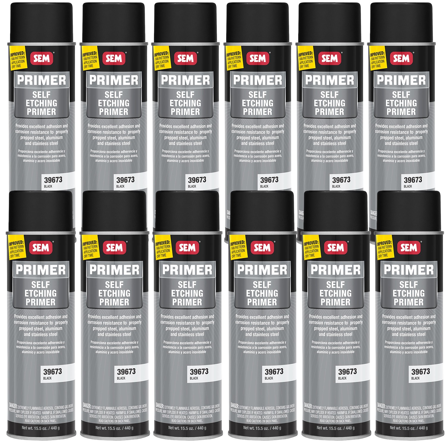 SEM Self Etching Primer Black Color Aerosol 15 oz. 39673, 12 Pack