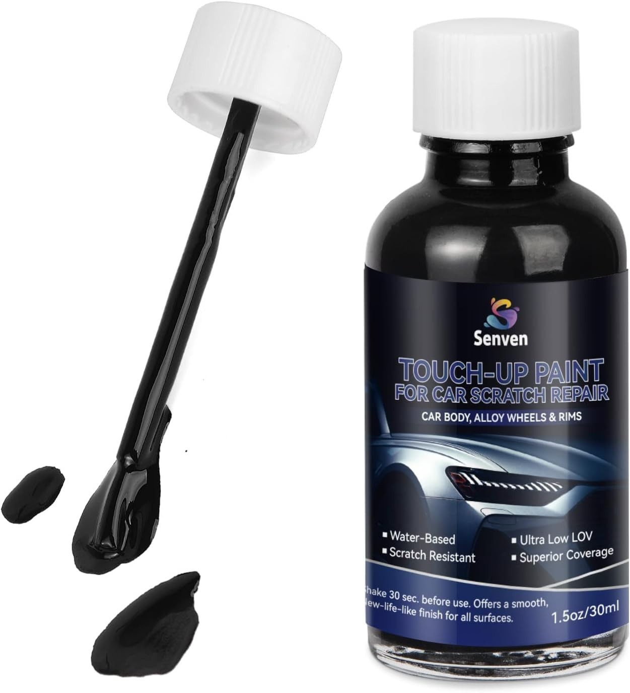 1.5 Oz Rust-Resistant Black Touch-Up Paint Pen for Automotive Scratch Repair