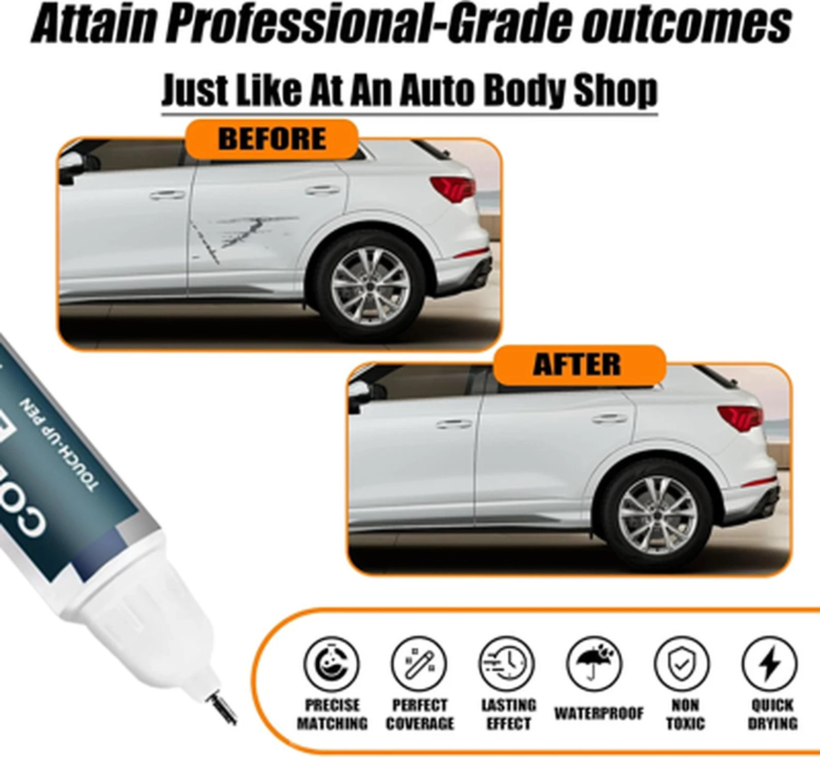 Glacier White Metallic Touch Up Paint for Audi LS9R 2Y 12ml Car Scratch Repair