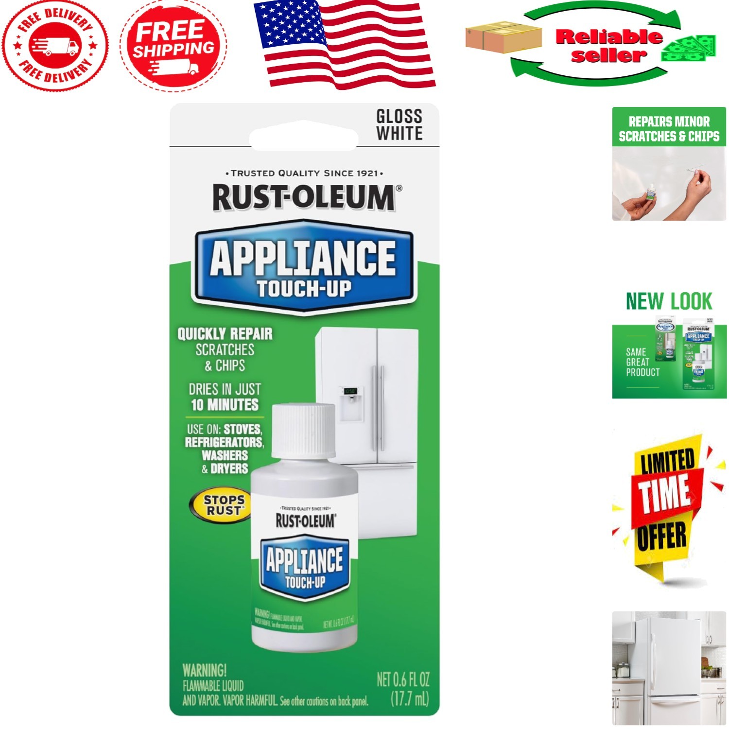 0.6 Oz Specialty Appliance Touch-Up Paint – Quick Repair for Chips & Scratches