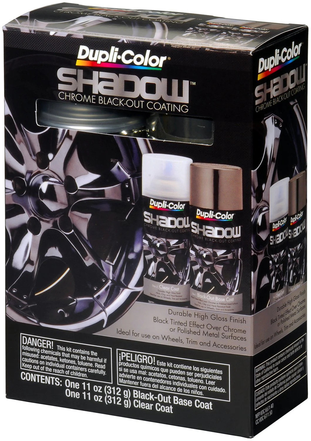 Dupli-Color (ESHD10007 Black/Clear Chrome Black-Out Coating 2-Can Aerosol Kit –