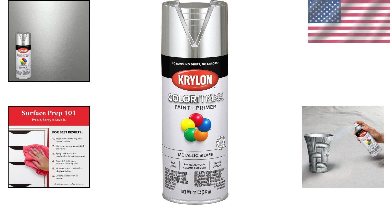 Krylon COLORmaxx 11oz Metallic Silver Spray Paint & Primer for Indoor/Outdoor