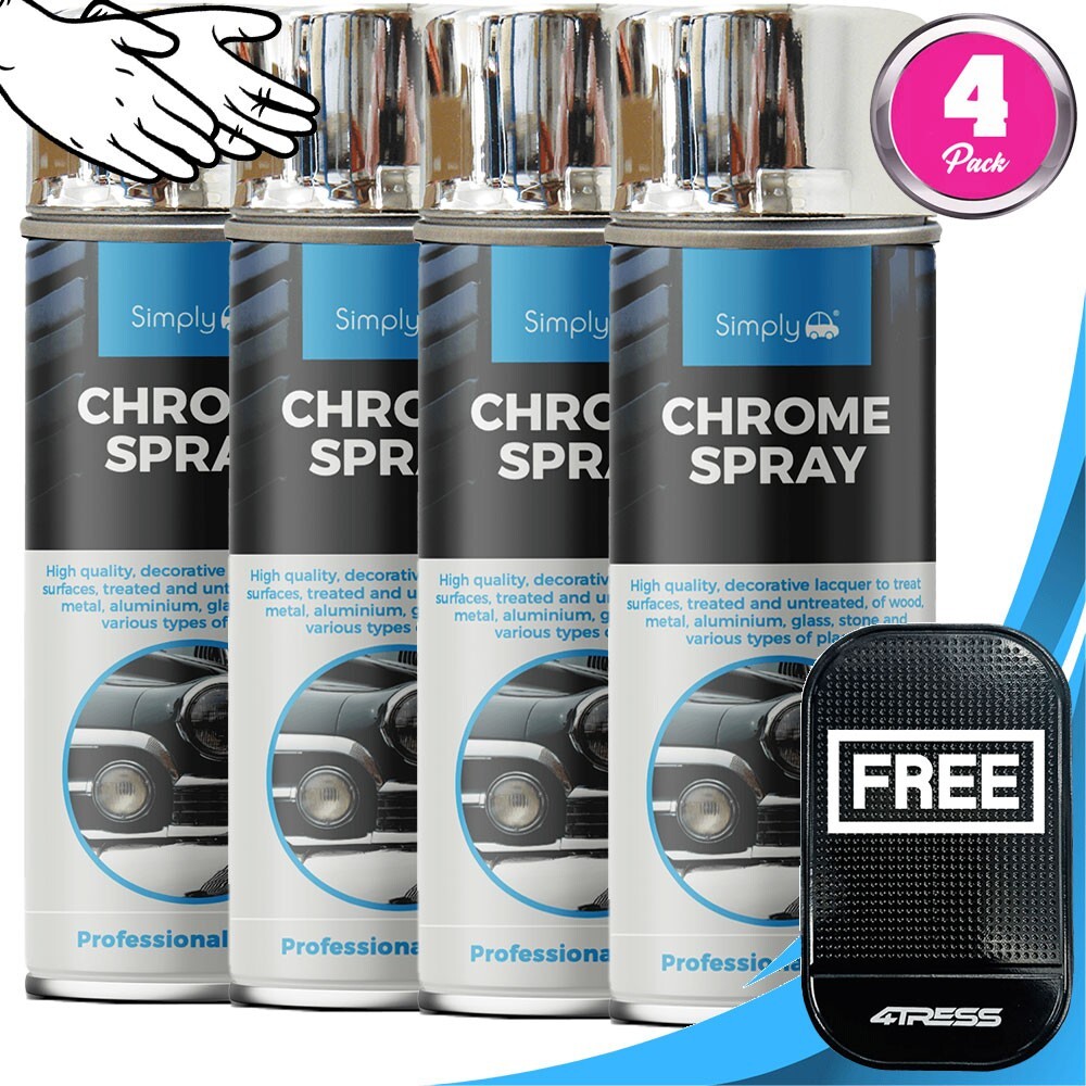 4 x Car Spray Paint CHROME Effect Wheel And Trims Aerosol Cans 400ml SP-014+G+M