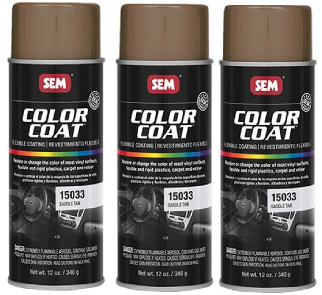 SEM COLOR COAT SADDLE TAN Vinyl Spray Auto Paint 12 oz. SEM 15033 (3 Pack)
