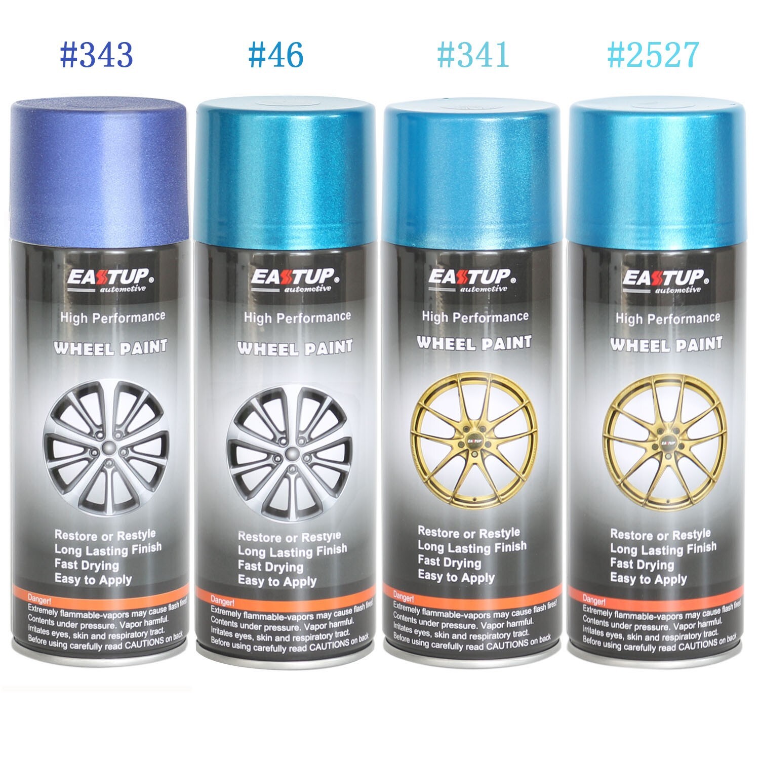 4 Cans Metallic Blue Acrylic Car Wheel n Paint-Brilliant Finish High Durability