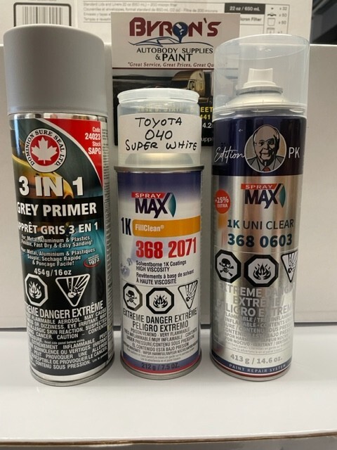 Toyota 040 Super White Automotive Urethane Basecoat Spray Paint Set