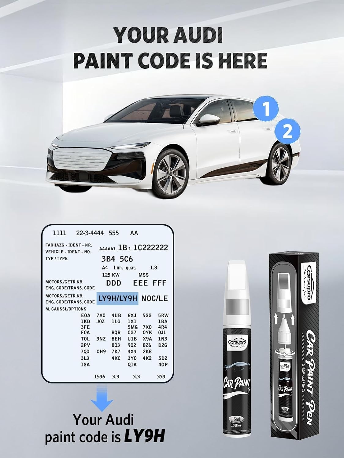 2-in-1 Daytona Gray Pearl Touch Up Paint Pen for Audi – Fast-Drying Repair