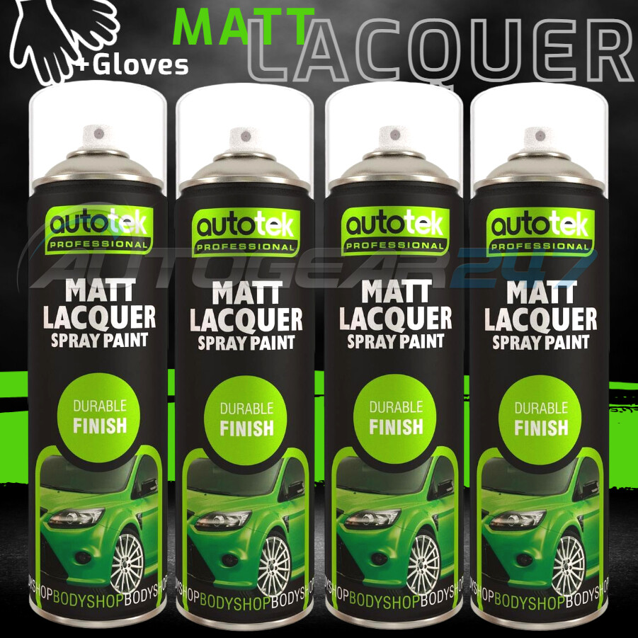 4 x 500ml AUTOTEK Professional Matt Lacquer Spray Paint Aerosol Can+G+M