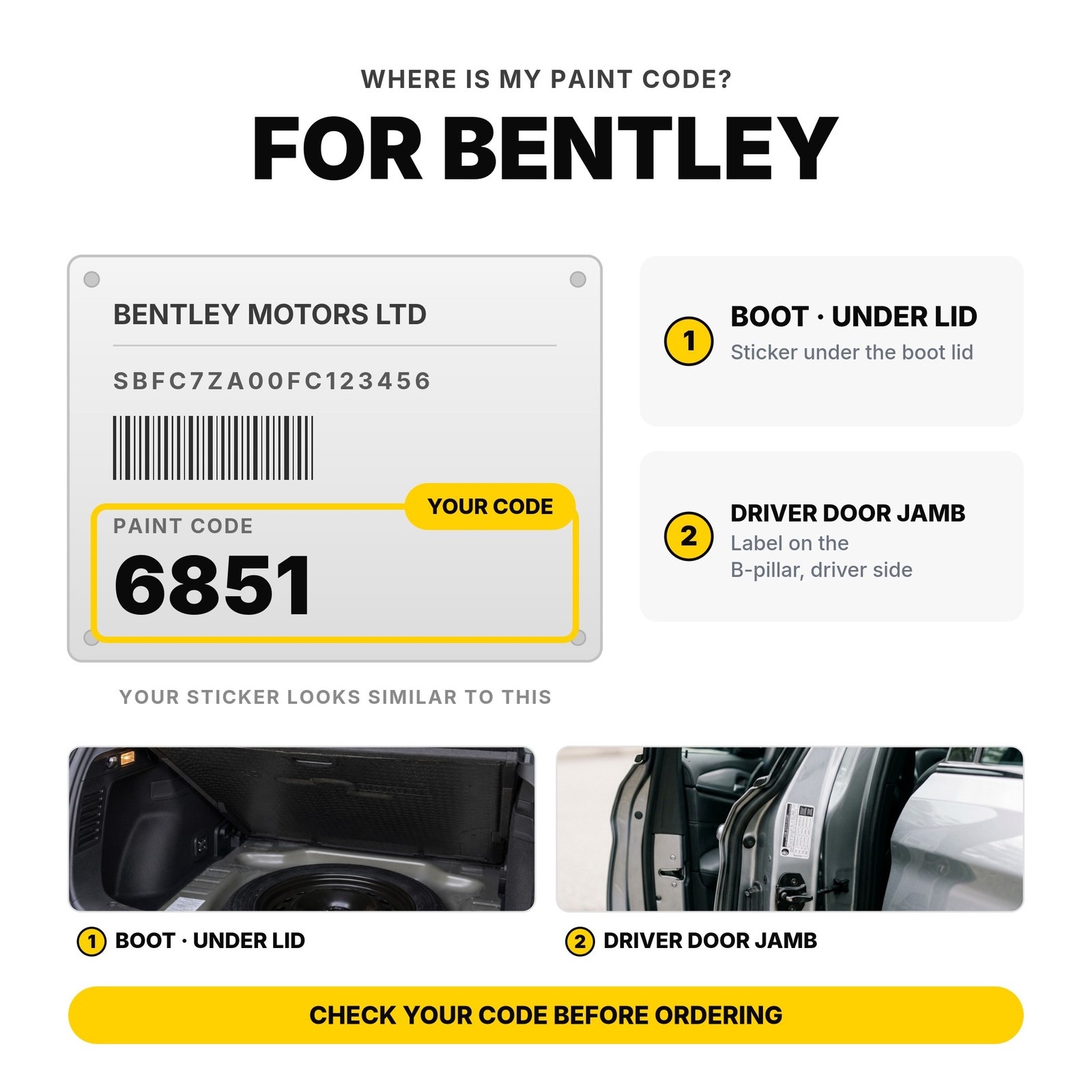 Touch Up Paint For Bentley 6534 Full Kit Factory Colour Match
