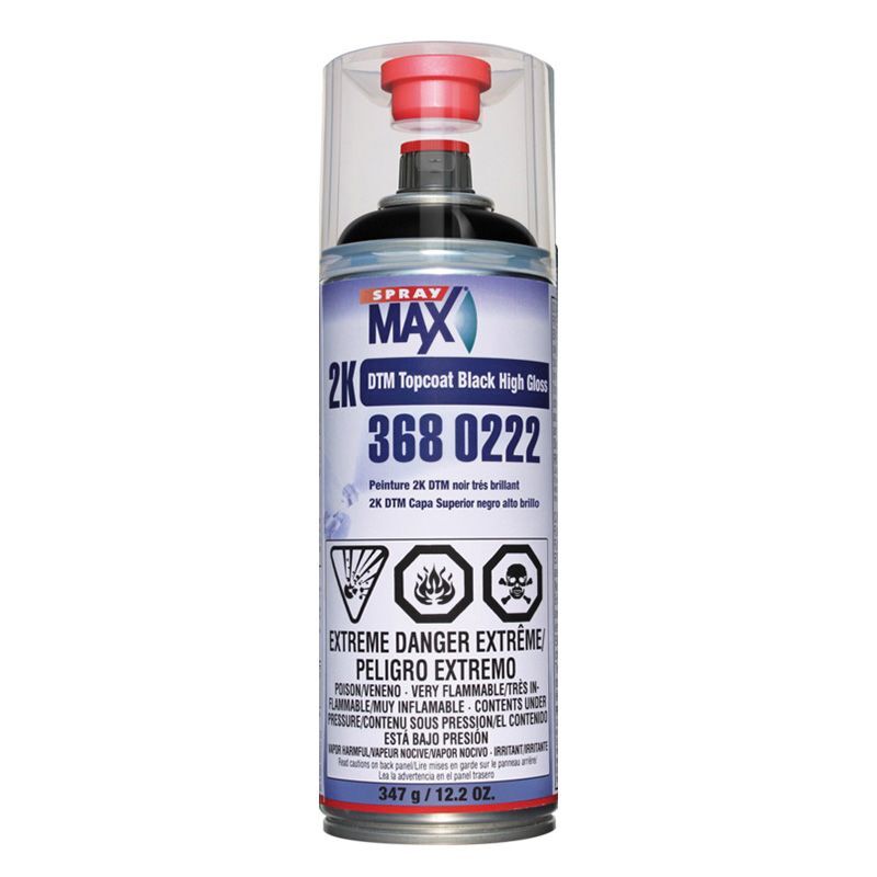 SprayMax® 3680222 2K DTM Topcoat, 12.24 oz Aerosol Can, High Gloss Black,