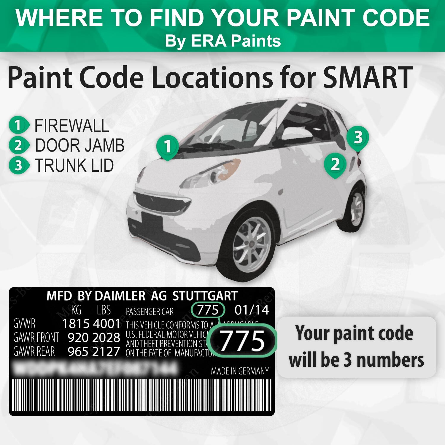 SMART CF6L/ECM – Crystal White OEM Match Touch Up Paint Kits