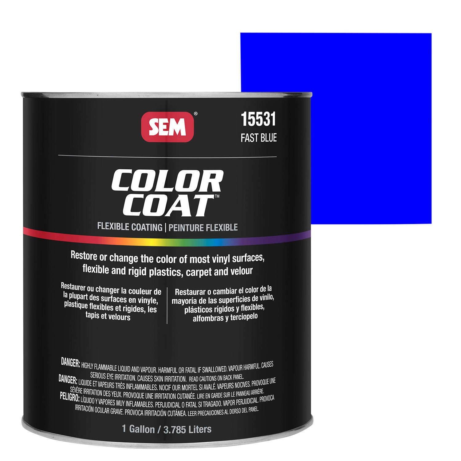 SEM Color Coat – Plastic & Vinyl Flexible Coating, Fast Blue, 1 Gallon