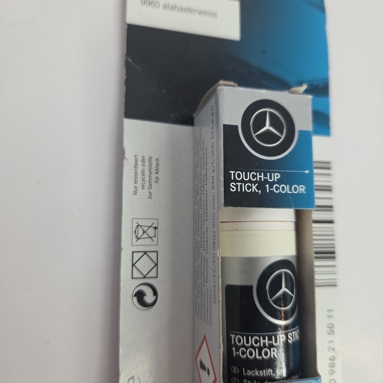 Mercedes-Benz Genuine Touch-Up Paint Stick 9960 Alabasterweiss Color 12ml 0.4