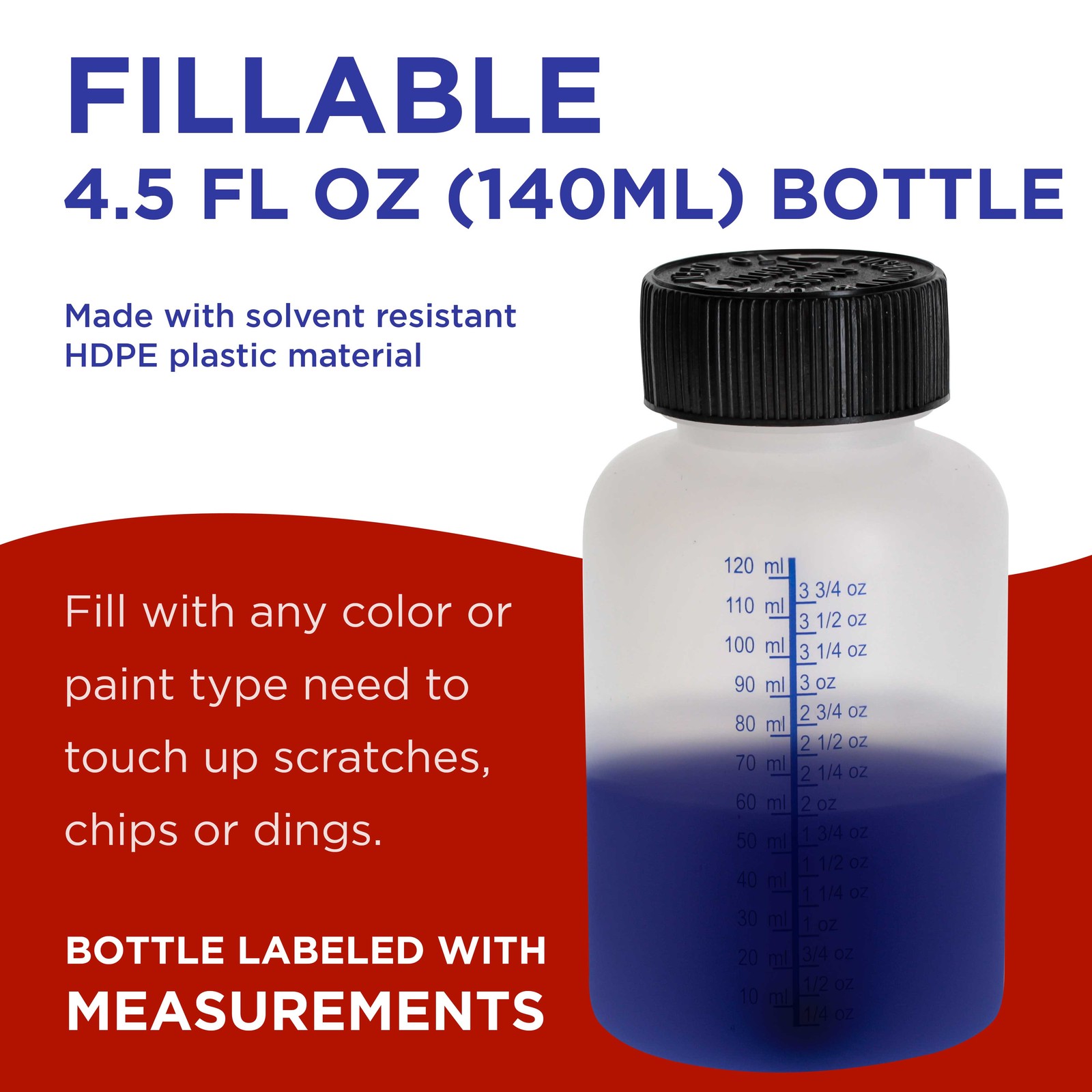 72 Paint Touch-Up Bottles, 4.5 oz Fluid Capacity, Mixing Ball, Brush, Auto Paint