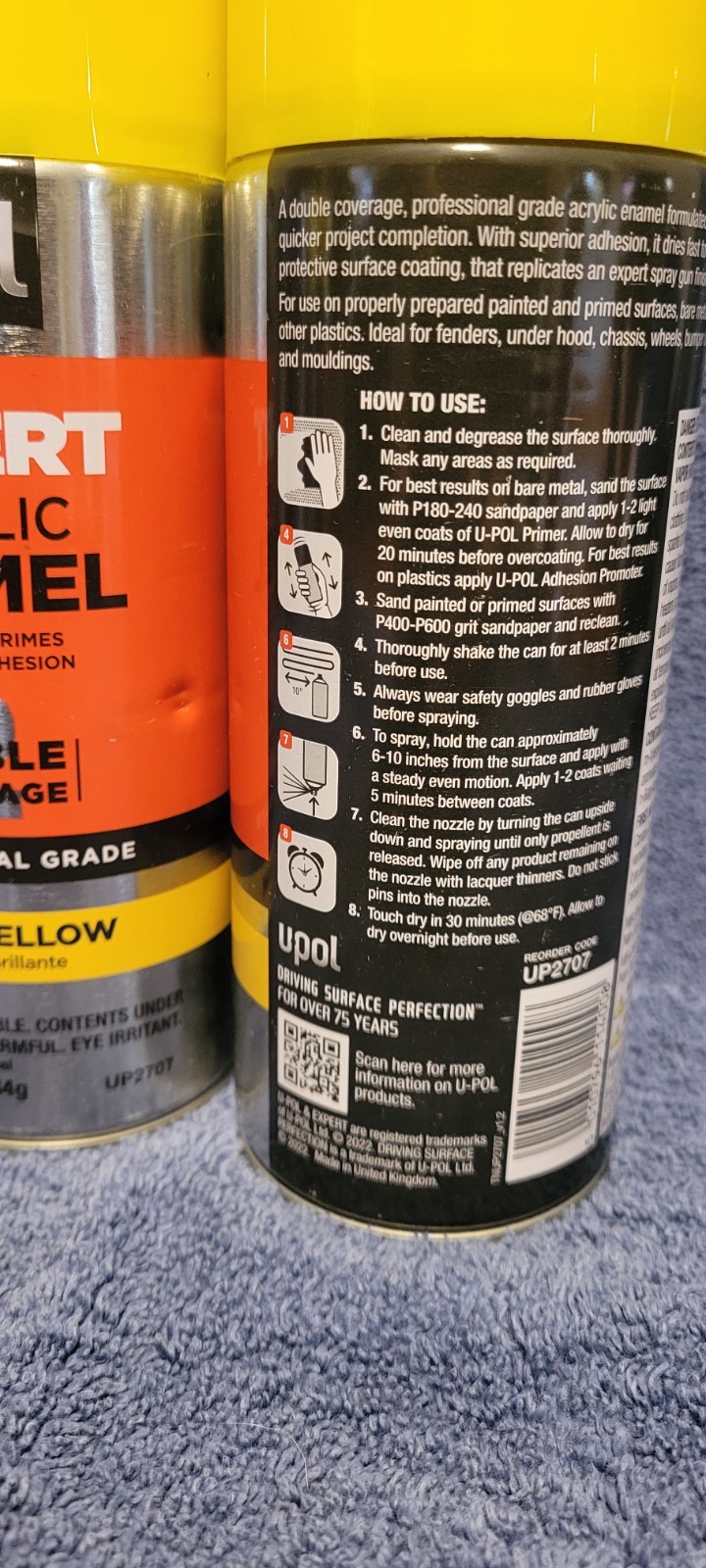 UPOL Expert Acrylic Enamel Gloss Yellow Spray Paint 10 oz ea UP2707 2 For $12
