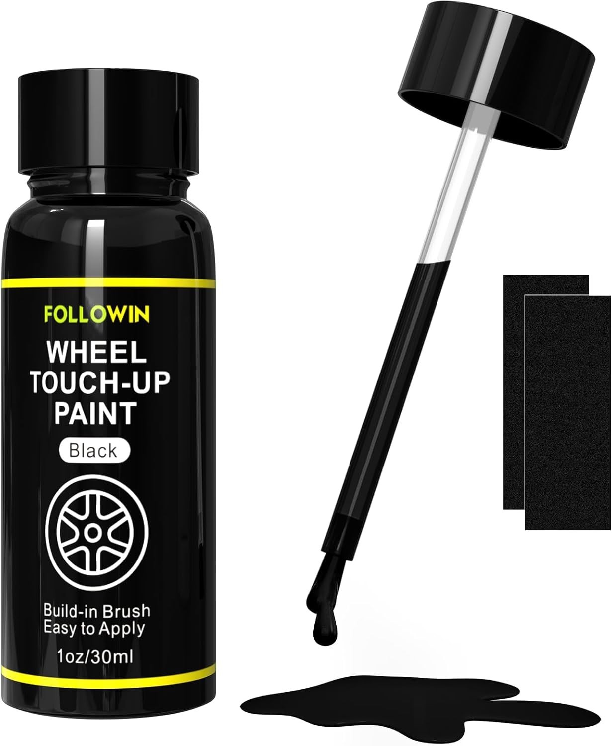 Black Rim Touch Up Paint for Cars, Black Wheel Paint Repair Kit, Automotive R…