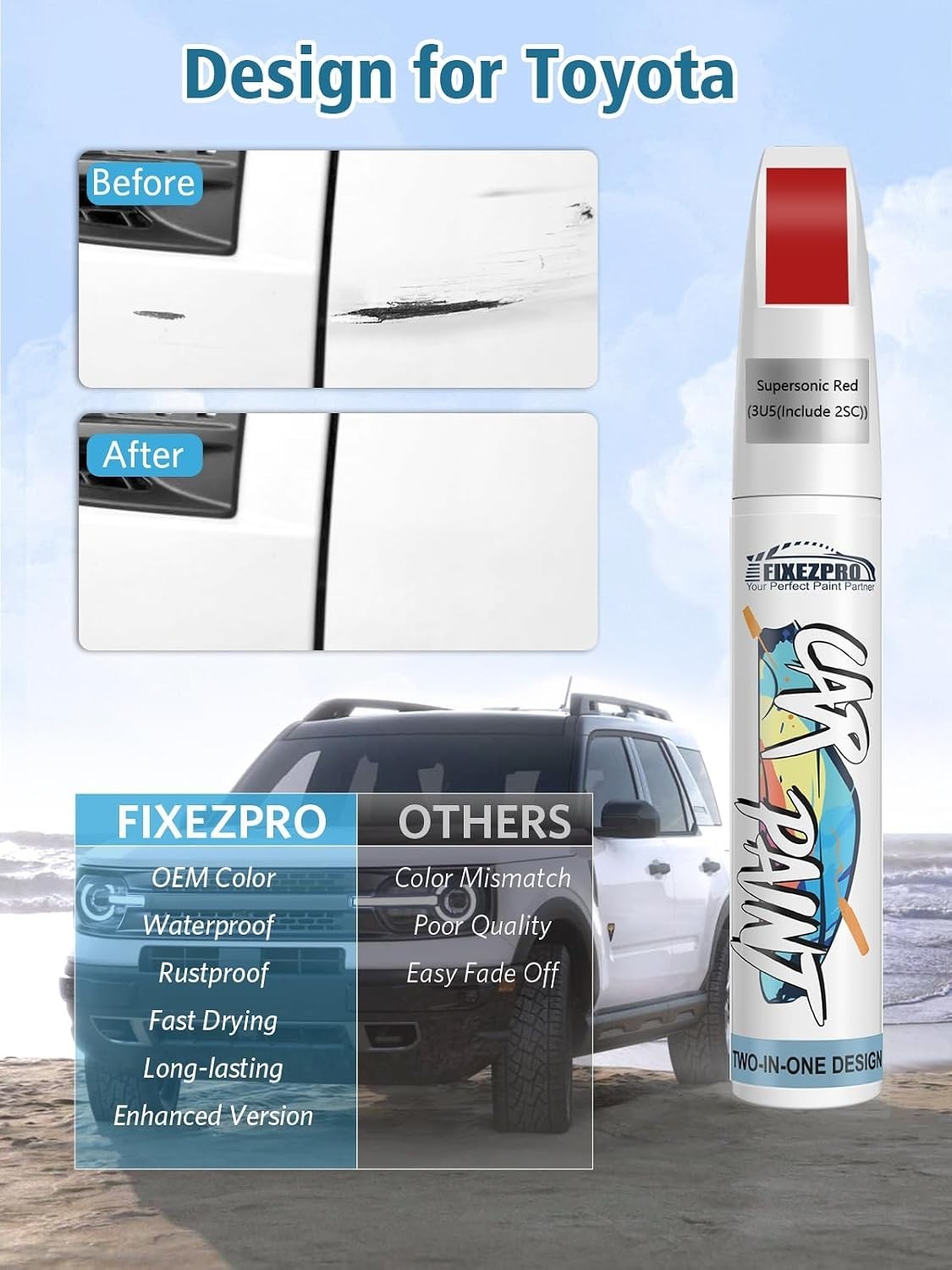 Supersonic Red Paint Pen for Cars – Waterproof, Scratch Resistant & Fast-Drying