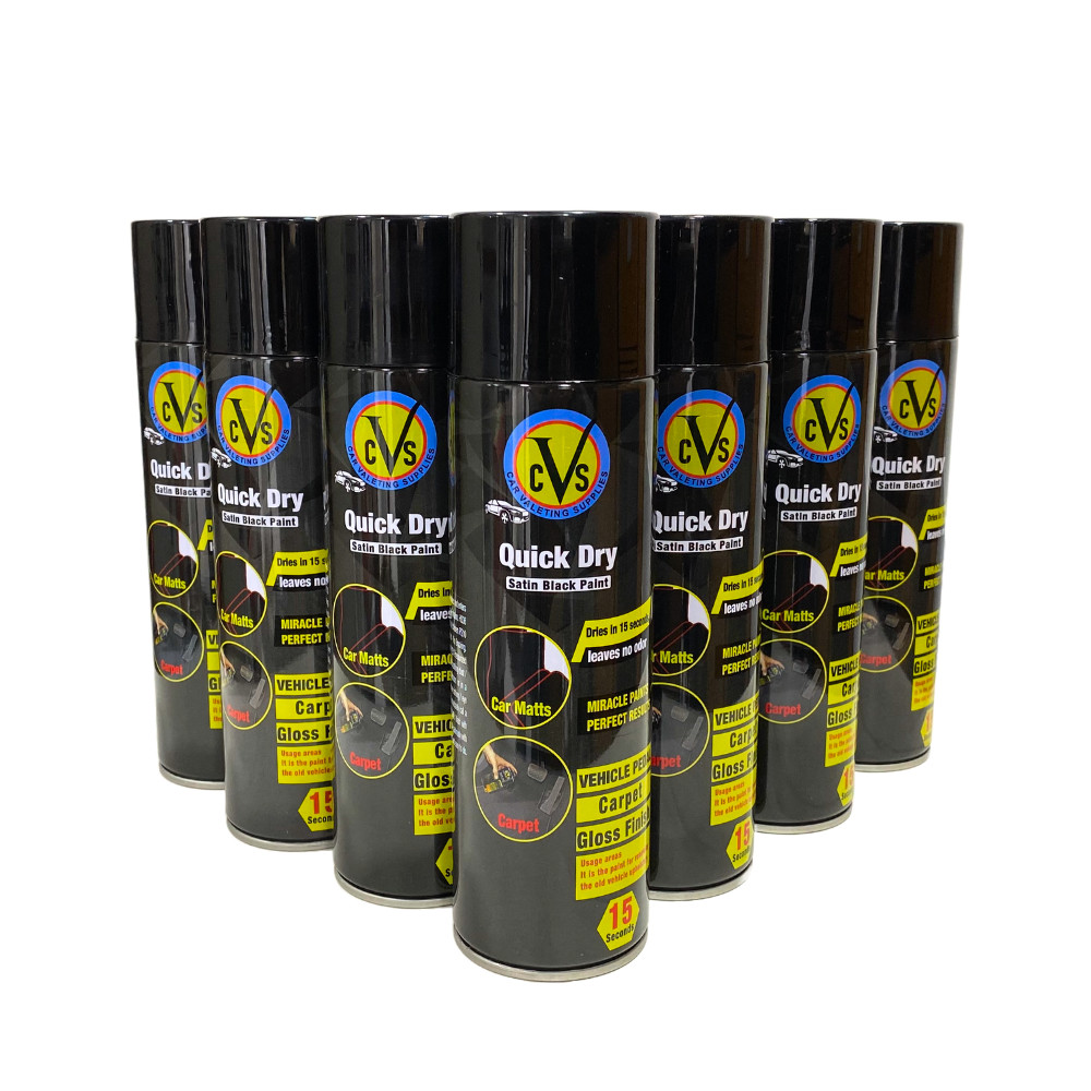 12x 500ml Satin Black Spray Paint Automotive Car Carpet & Mats Spray DIY
