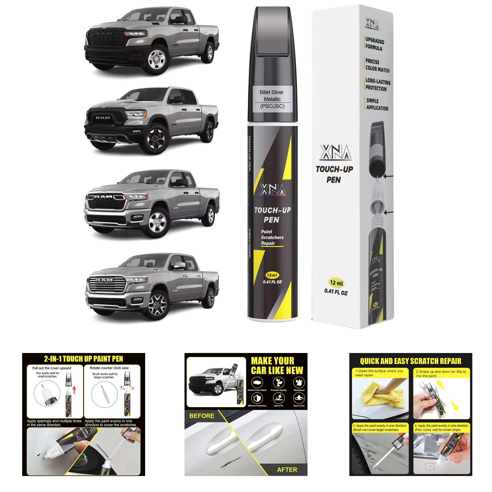 Billet Silver Metallic Touch Up Paint for Dodge Ram 1500 2500 2023 2024 2025