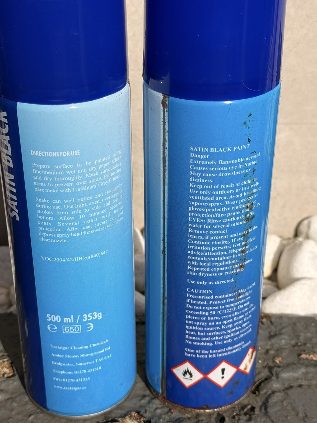 2x TRAFALGAR Satin Black (Black spray paint for car metals plastics) 500ml each