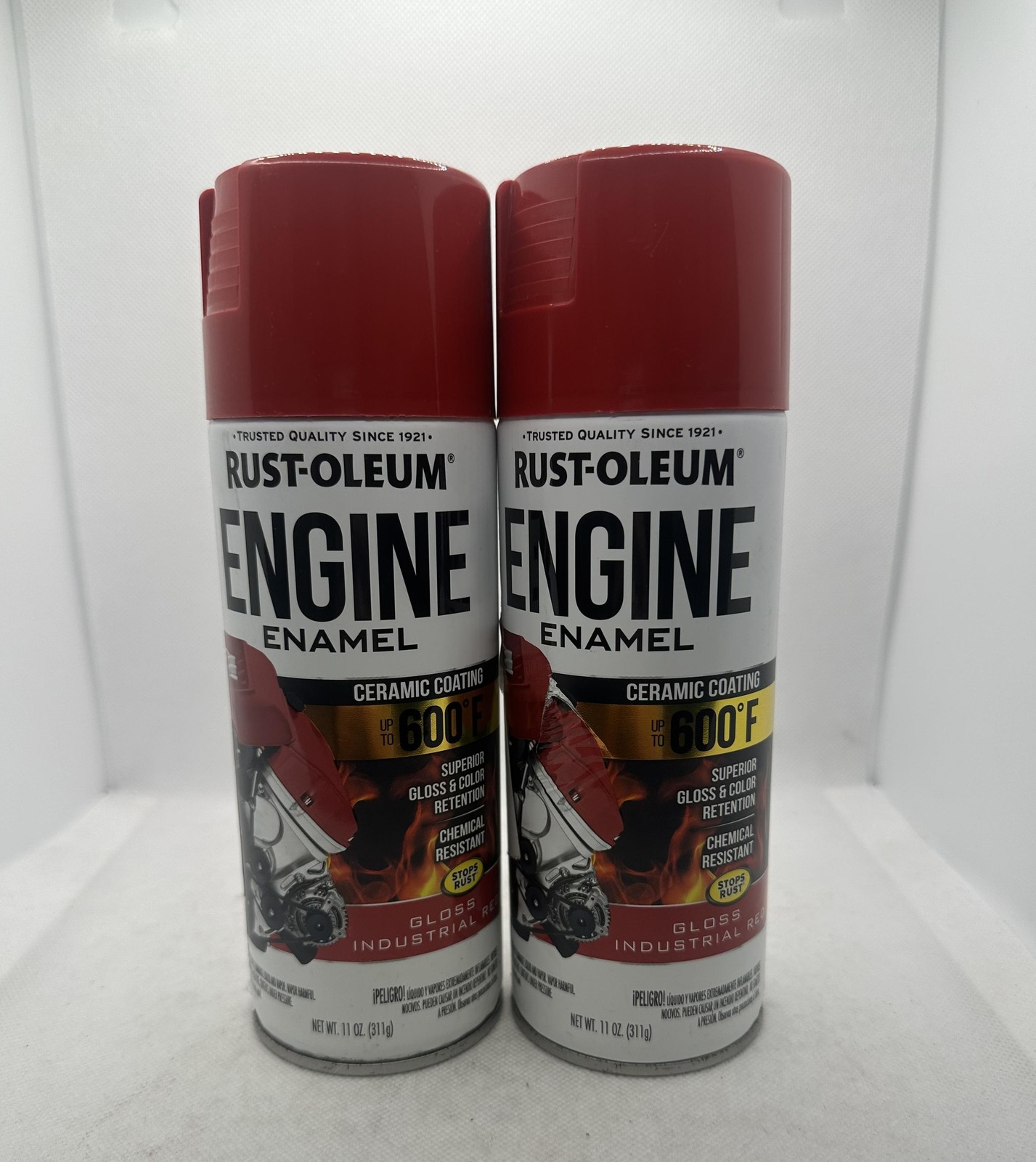 2 Pack Rust-Oleum 366432 Engine Enamel Gloss Industrial Red 11 oz Spray Paint