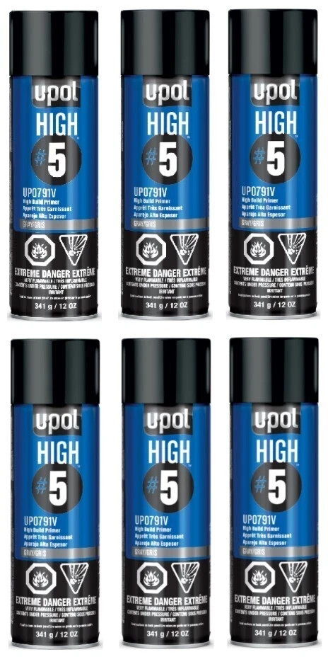 U-POL 791V High #5 Gray High Build Primer Auto Body Repair (12 oz.) (6 Pack)