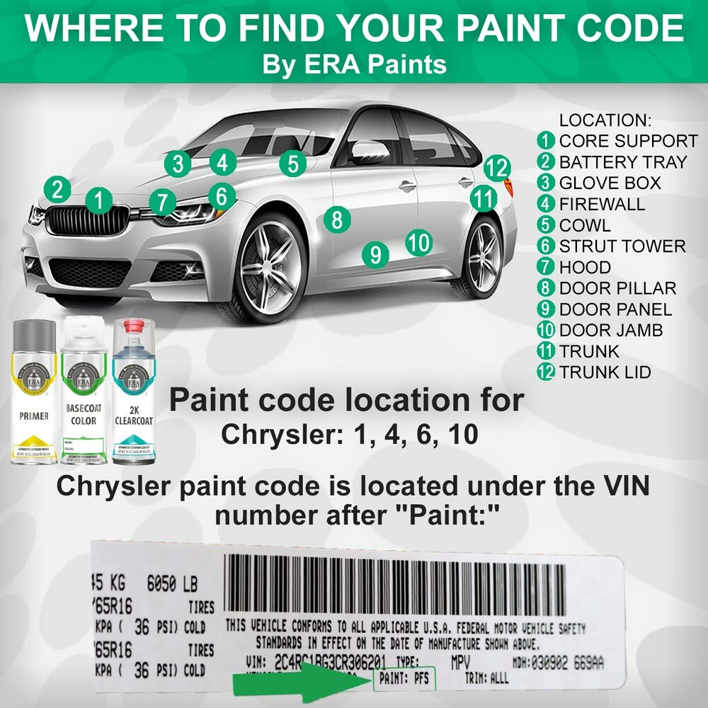 CHRYSLER Genuine OEM Touch Up Spray Paint w/SprayMax 2K Clr Opt -PICK YOUR COLOR
