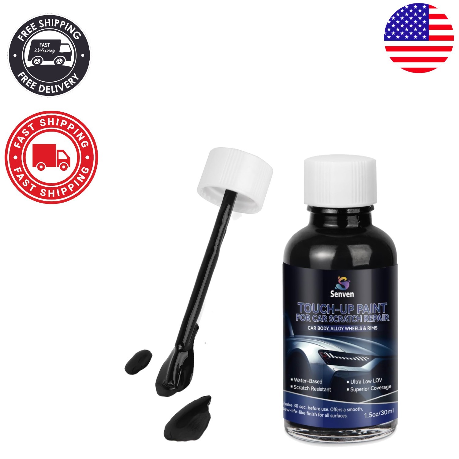 1.5 Oz Rust-Resistant Black Touch-Up Paint Pen for Automotive Scratch Repair