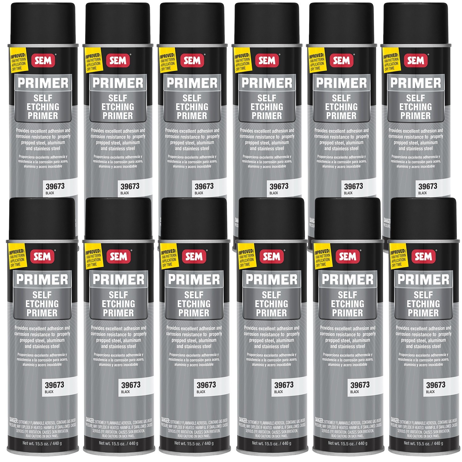 SEM Self Etching Primer Black Color Aerosol 15 oz. 39673, 12 Pack