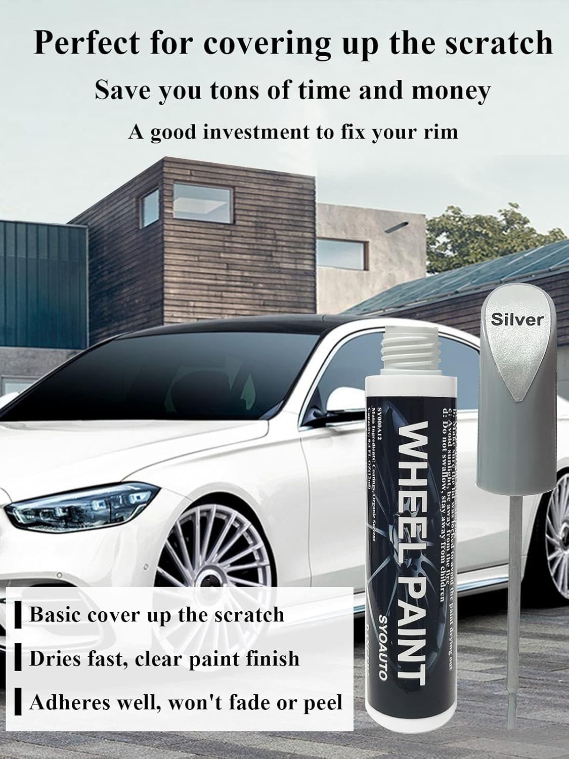 Silver Rim Touch Up Paint Pen Universal Alloy Wheel Scratch Repair Kit 12ml