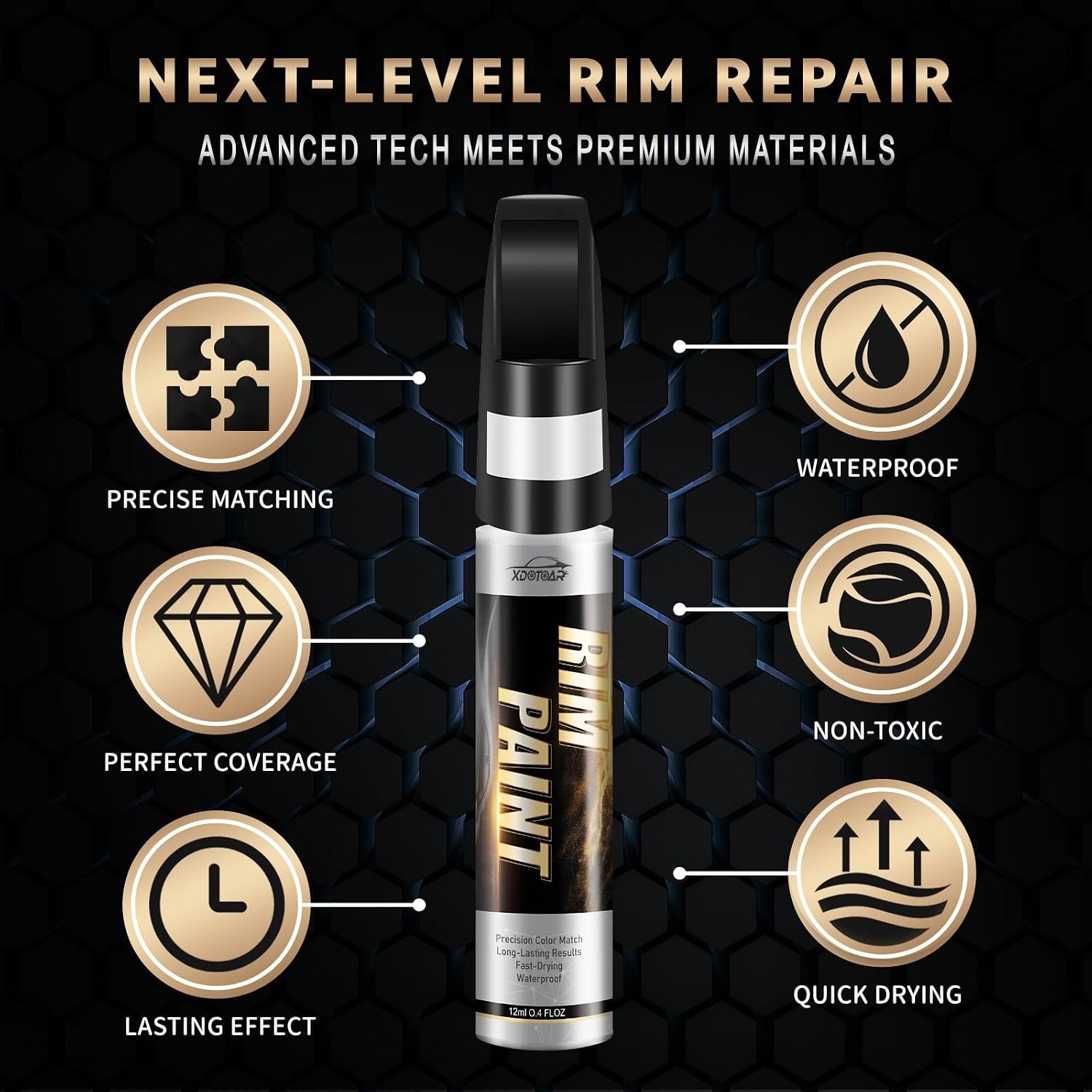 Gloss Black Rim Touch Up Paint Kit – Fast-Drying Scratch Repair for Wheels