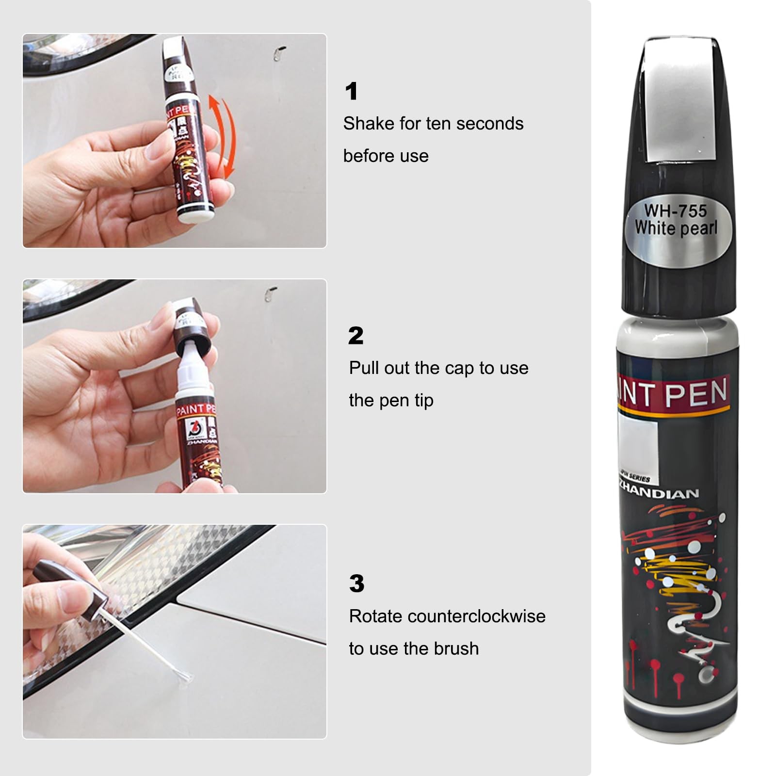 Sbulhia Touch Up Paint for Cars, Two-In-One 1 Count (Pack of 1), White Pearl