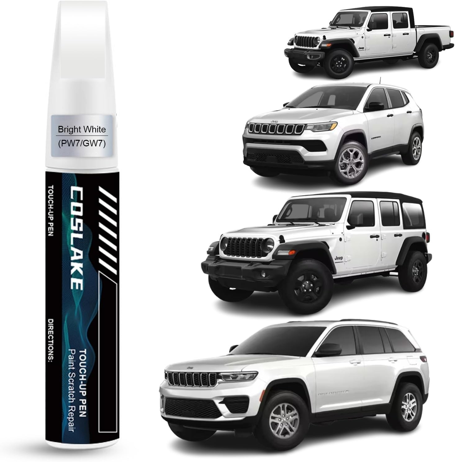 Jeep Touch Up Paint Pair – Bright White PW7/GW7, Fast-Drying Scratch Repair Kit