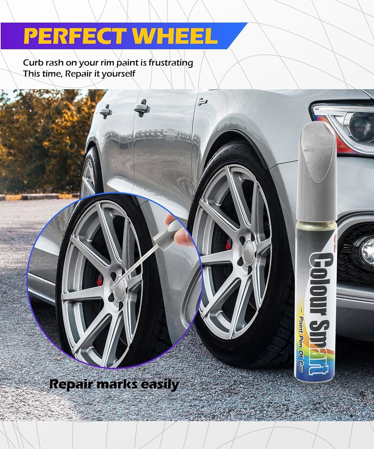 Wheel Repair Kit Silver Rim Touch Up Paint Car Wheel Paint Recover Scratch USA