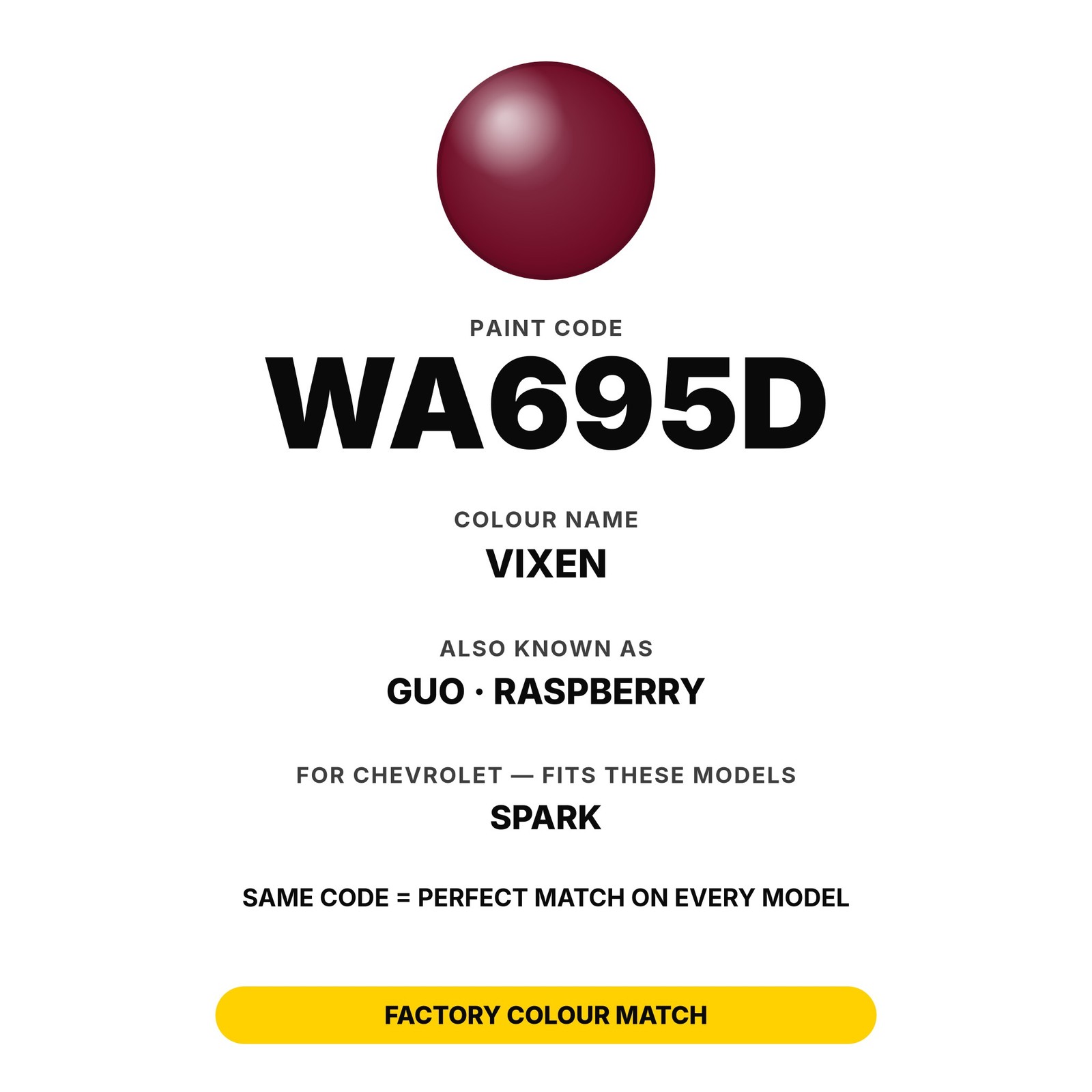 Touch Up Paint For Chevrolet Spark WA695D Vixen Kit Panel Chip Repair Touch Up