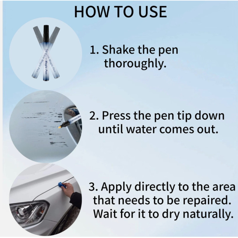 2 Pack All Cars Magic Pen Scratch Remover Clear Coat Repair Applicator Tool Set