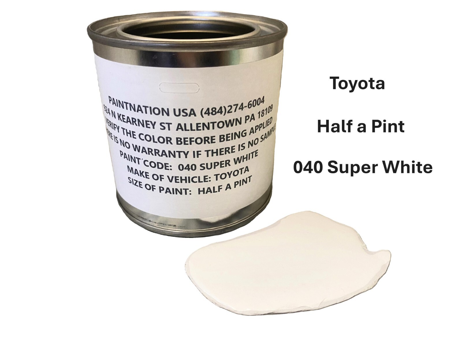 040 SUPER WHITE TOYOTA – 1/2 PINT BASECOAT PAINT!