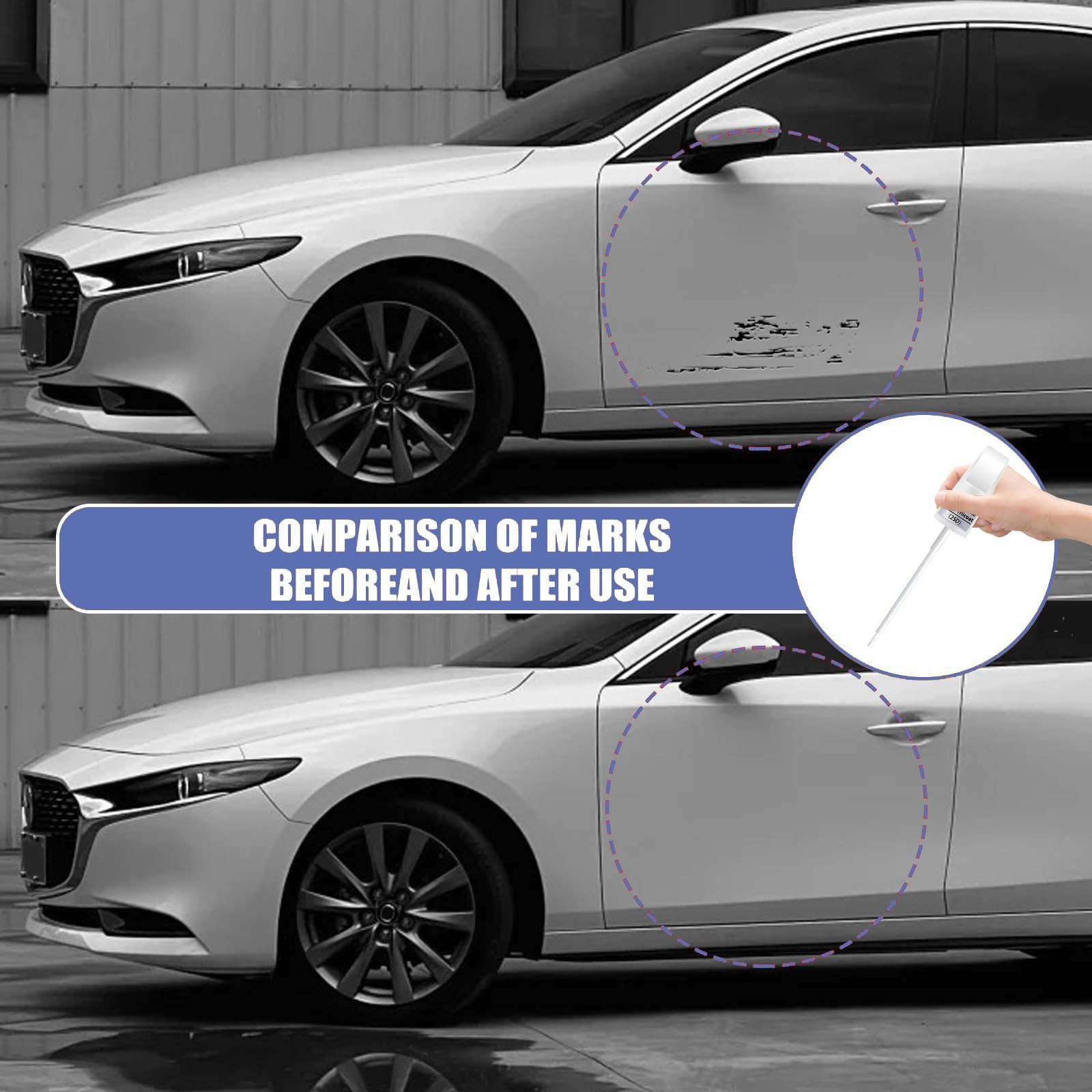 Touch Up Paint Pen For Mazda 25D 26G Snowflake White Pearl Tricoat Paint