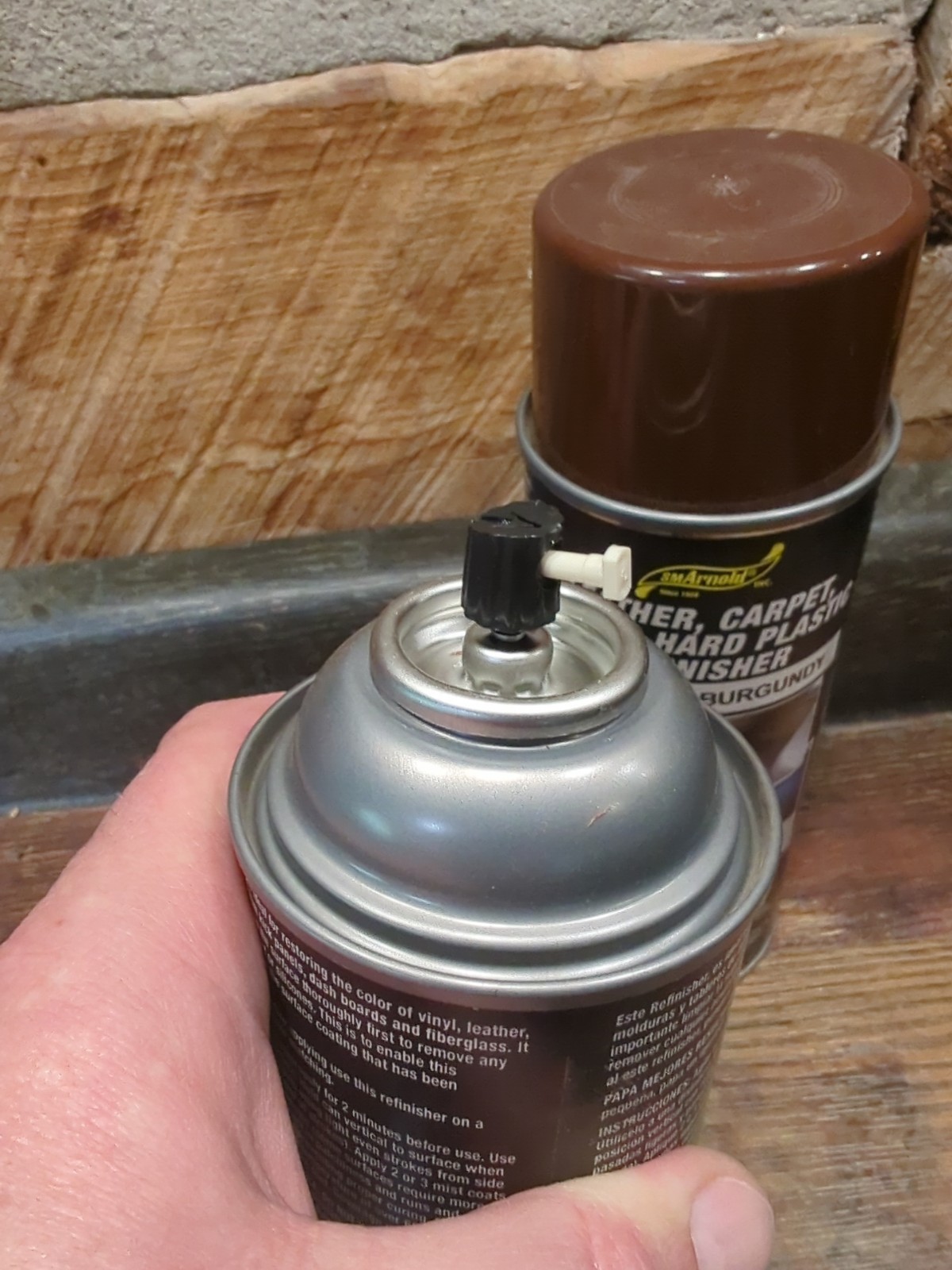 SM Arnold Refinishing Leather Carpet Vinyl Etc Spray Paint Lot 2 Cans BURGUNDY