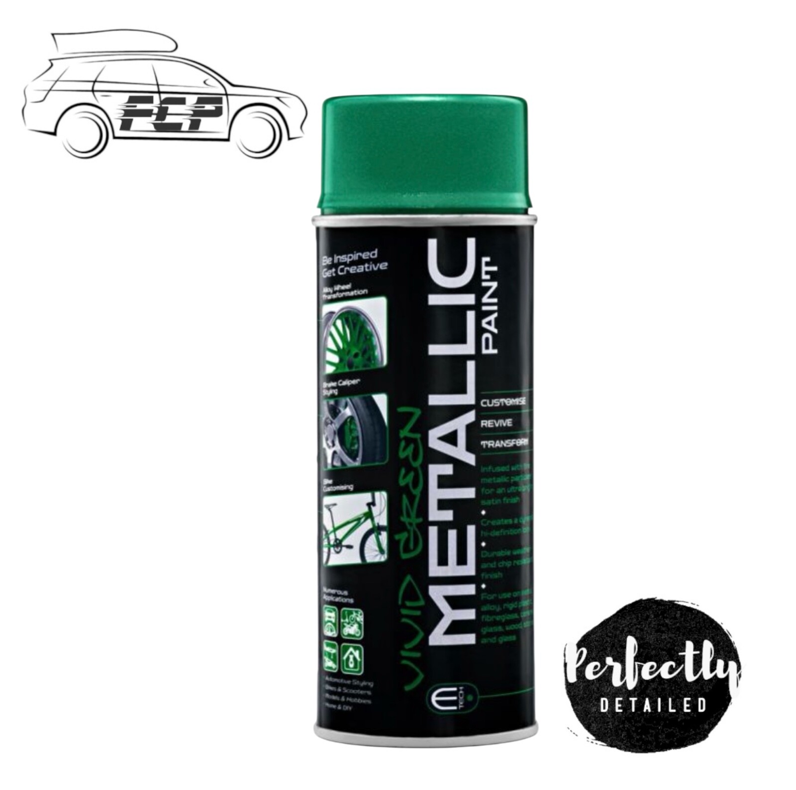 E-TECH Metallic Paint Vivid Green 400ml Multi-Purpose Interior & Exterior DIY