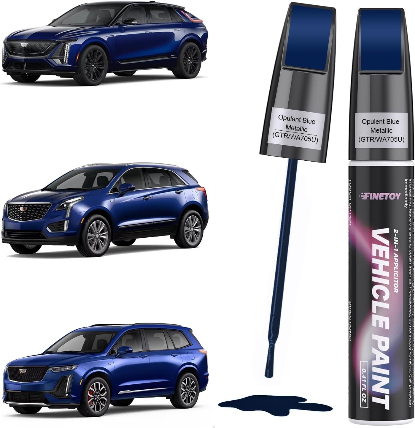 Opulent Blue Metallic Touch-Up Paint for Auto Scratch Repair – 2-in-1 Applicator