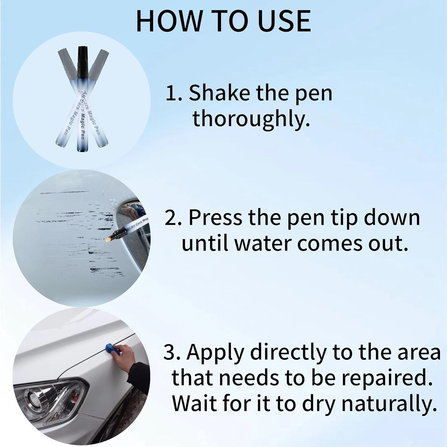 2 Pack All Cars Magic Pen Scratch Remover Clear Coat Repair Applicator Tool Set