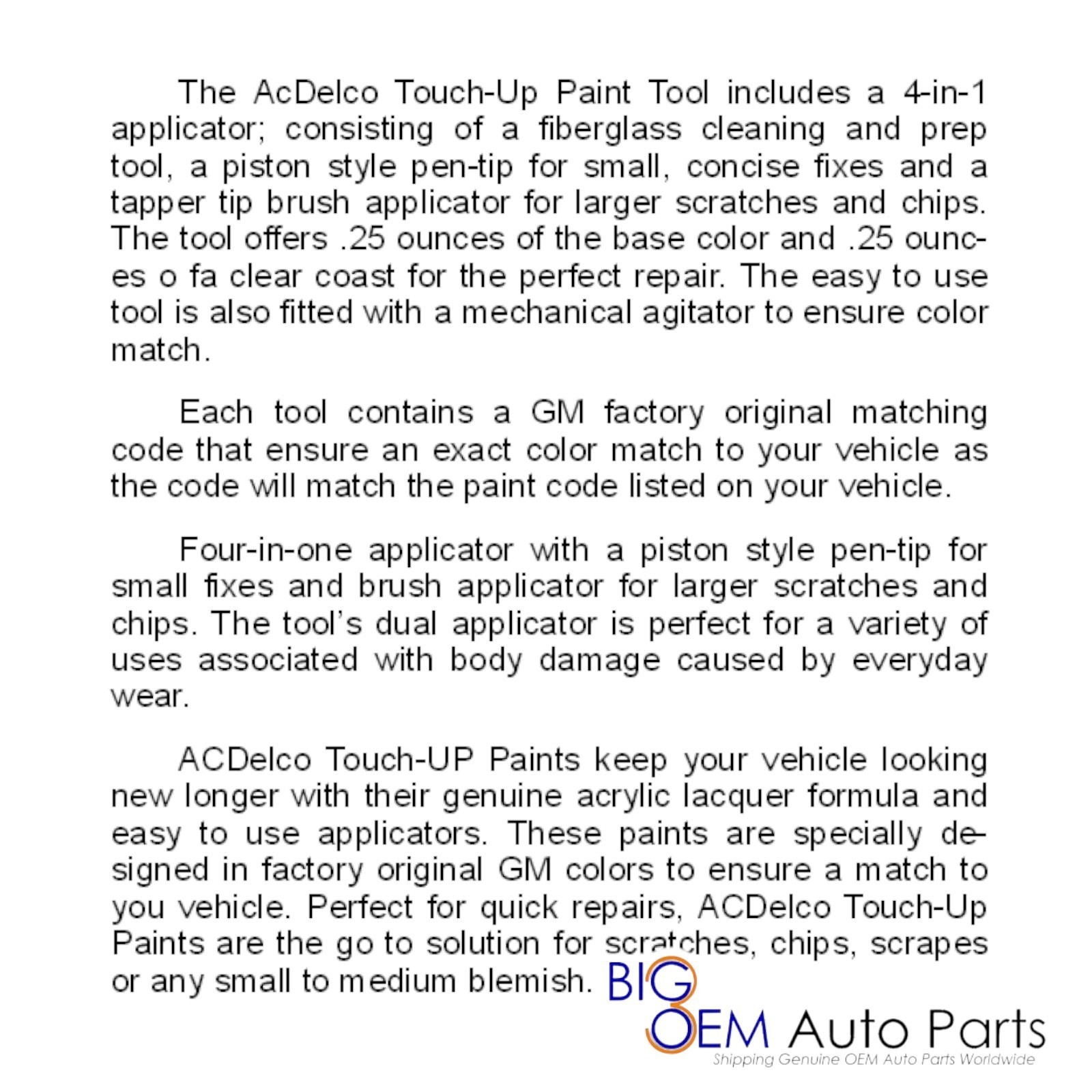 new OEM ACDelco GM 4 In 1 Summit White Lacquer Touch Up Paint GAZ WA8624